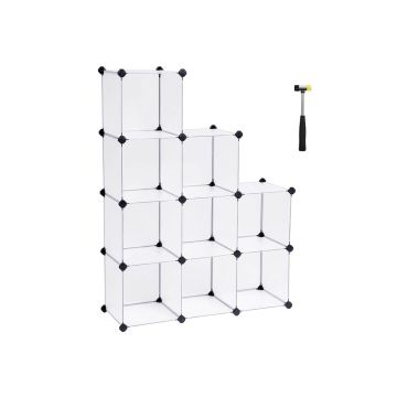 Пластиковая полка для обуви 93 x 31 x 123 см., 9 отделений, белая