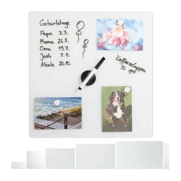 Klaasist magnettahvel Relaxdays, 3 magnetit, 40 × 40 cm