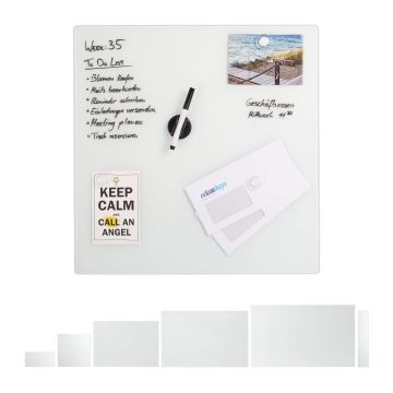 Klaasist magnettahvel Relaxdays, 3 magnetit, 50 × 50 cm