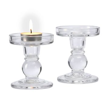 Стеклянные подсвечники Relaxdays, 2 шт, Ø 8,5 × 8,5 см