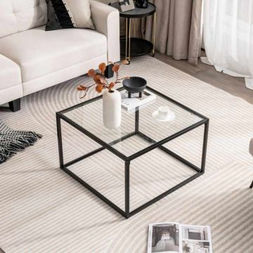 Glass coffee table, 69.85 × 69.85 × 45.72 cm