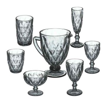 Klaasikomplekt Relaxdays 10036051.0, 7-osaline, Hall, 19,5 × 19,5 × 14 cm