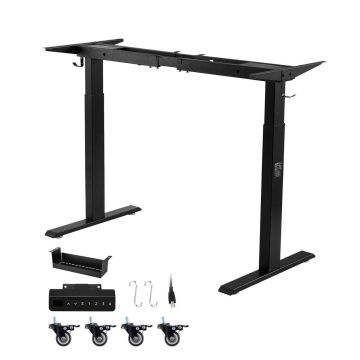 Reguleeritava kõrgusega lauaraam VEVOR ZW-07, 2 mootorit, 4 mäluseadistust, Must, 104–160 × 58 × 70–117 cm