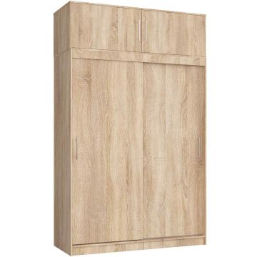 Liugustega riidekapp CLP MONO, 4 ust, 8 riiulit, pealisehitis, tammevärvi, 150 × 245 × 60 cm