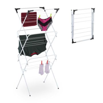 Kokkupandav pesukuivati Relaxdays, 18 pulka, 3 tasandit, 62 × 136 × 51 cm