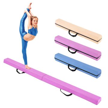 Foldable gymnastics balance beam, blue, purple and black, 210 × 15 × 7 cm