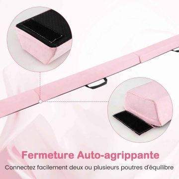 Foldable gymnastics balance beam, pink, 210 × 15 × 7 cm