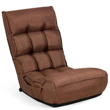 Folding floor chair with 4-position backrest, gray