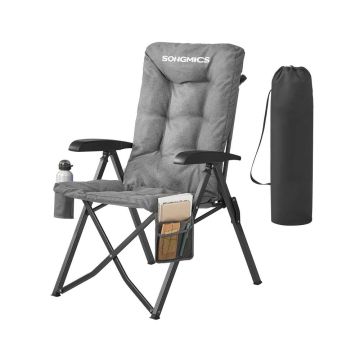 Folding camping chair with adjustable backrest 95°-150°, black