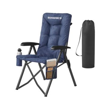 Folding camping chair with adjustable backrest 95°-150°, black
