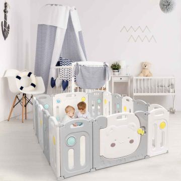 Foldable baby playpen, 16 panels, 195 × 160 × 63 cm