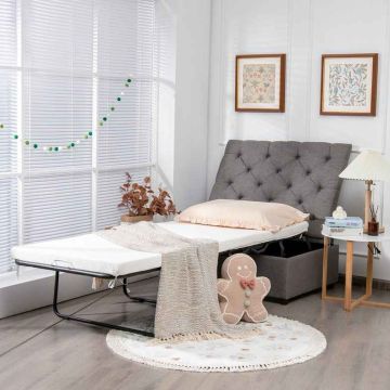 Folding pouf-bed, with mattress, Gray, 226 × 103 × 97 cm