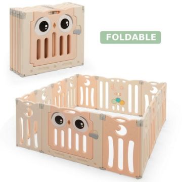 Foldable Baby Playpen, 14 Panels, 57.5 × 59 × 25 inches