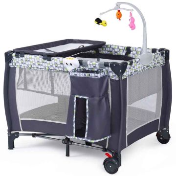 Volditav beebi mänguaedik, kahetasandiline, 39,5 × 27,5 × 30 tolli