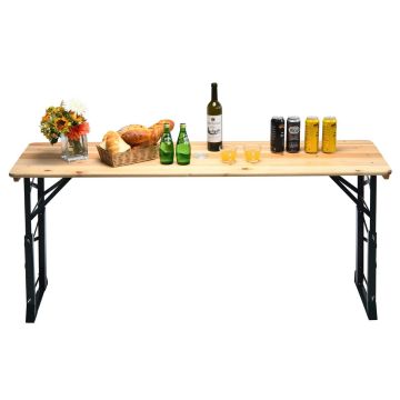 Folding outdoor table, adjustable height, 168.5 × 75–105 × 50 cm