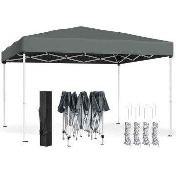 Folding pavilion 3 x 3 m, dark gray, with sun protection