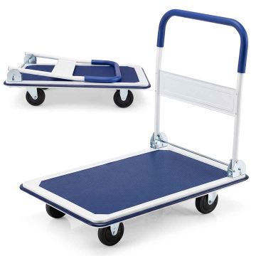 Folding platform trolley with 300 kg load capacity, 4 wheels