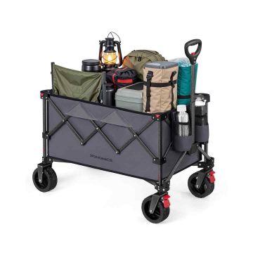 Kokkupandav käsikäru SONGMICS GFW115B01, 150 l, kuni 150 kg, 4 ratast, Hall, 80,8 × 93,5 × 49,4 cm