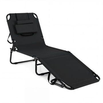 Folding sun lounger, 3 pillows, 165–194 × 33–85 × 64 cm
