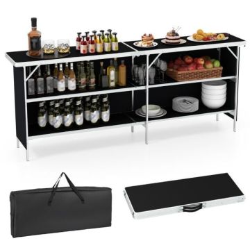 Folding tourist table, 4 shelves, 206 × 38 × 83 cm