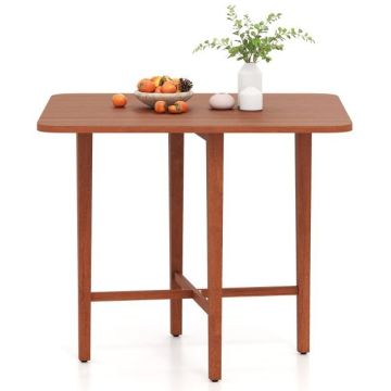 Folding dining table, for 2-4 people, 2 drop-leaf leaves, Brown, 91.44 × 91.44 × 74.93 cm