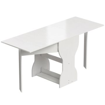 Kokkupandav söögilaud, 4 inimesele, Valge, 160 × 75 × 60 cm