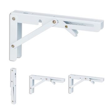 Складные кронштейны для полок Relaxdays, 4 шт, Белый, 11 × 3 × 20 см