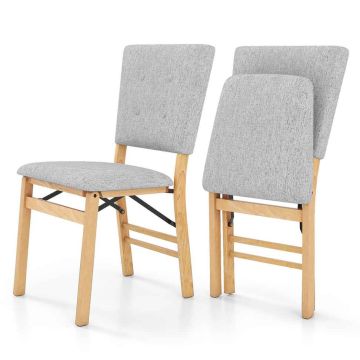 Folding upholstered chairs, 2 pcs, Brown and beige or gray and brown, 45.72 × 86.36 × 53.34 cm