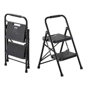 Kokkupandav redel VEVOR, 2 astet, Must, 46,5 × 52 × 77 cm