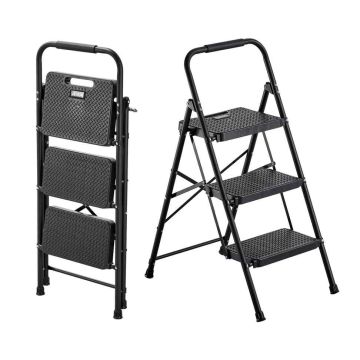 Kokkupandav redel VEVOR, 3 astet, Must, 46,5 × 73 × 103,5 cm