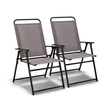 Folding outdoor chairs, 2 pcs, Gray, 50.8 × 92.71 × 58.42 cm