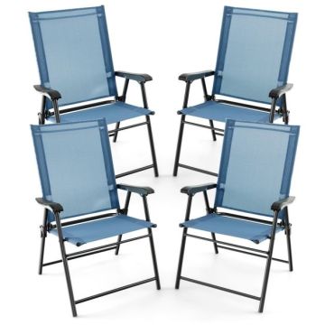 Folding outdoor chairs, 4 pcs, Blue, 65 × 93 × 60 cm