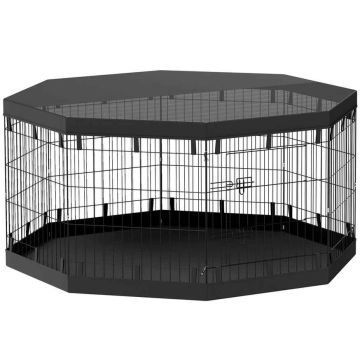 Koera aed PawHut 159x159x76cm, musta värvi