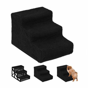 Koeratrepp Relaxdays, 3 astet, Must, 35 × 30 × 45 cm