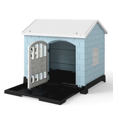 Dog House, 3 Windows, Blue, 75 × 58 × 65 cm