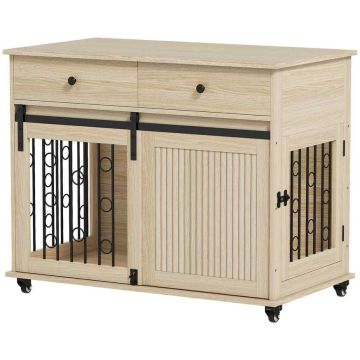 Koerapuur, 2 ust, 2 sahtlit, Tamm/must, 100 × 81 × 56 cm