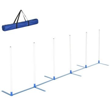Koerte slalomi pulgad PawHut 305x60x94cm, valge/sinine värv