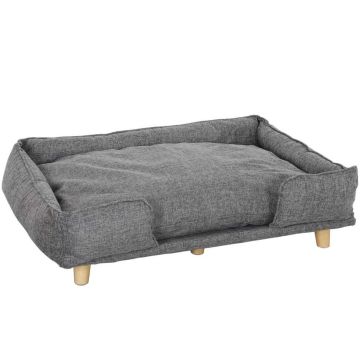 Šunų sofa su nuimamu ir plaunamu pagalvėliu, tamsiai pilka, iki 30 kg