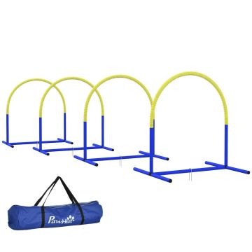 Koerte treeningukomplekt 4-osaline PawHut 88x64x95cm, sinine/kollane värv