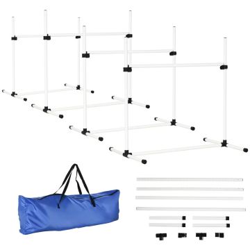 Koerte treeningukomplekt 4-osaline PawHut 99x65x94cm, valge/must värv