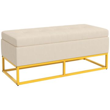 Скамья с ящиком Homcom 110x44x49см, песочно-золотистая
