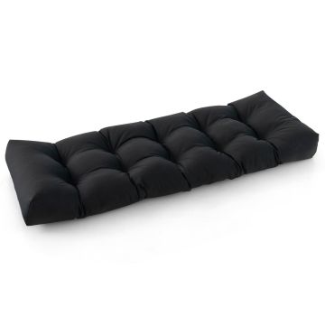 Bench cushion, quilted, black/beige/gray, 132.08 × 49.53 × 15.24 cm
