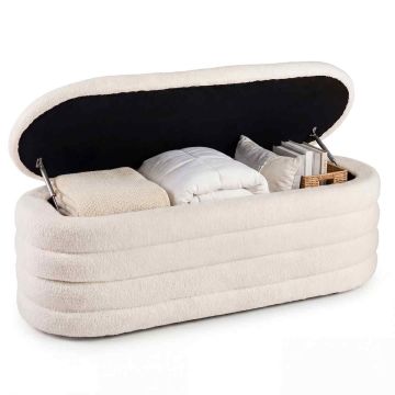 Bench with storage box, 108.5 l, White, 124.5 × 43.2 × 45.7 cm