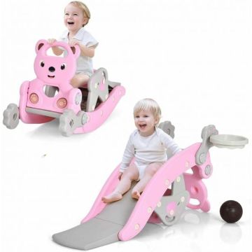 Rocking horse and slide, 4 in 1, pink/blue, 105 × 71 × 57 cm