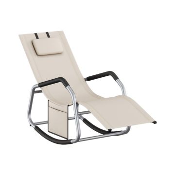 Rocking chair with adjustable headrest, dark gray, 151 x 56.2 x 97.3 cm