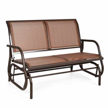 Outdoor rocking chair, Two-seater, Brown/gray, 123.5 × 87 × 71 cm