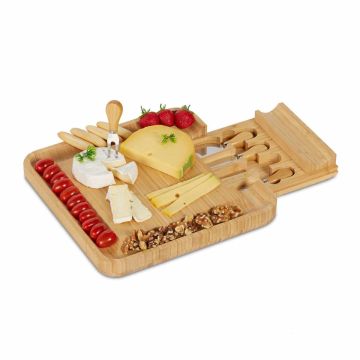 Доска для сыра Relaxdays 10044699.0, 4 инструмента, 33 × 33 × 4 см