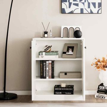 Living room cabinet, 2 doors and 3 shelves, White, 72 × 85.5 × 34 cm