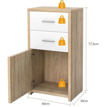 Living room cabinet, 2 drawers, doors, 40 × 77.5 × 30 cm