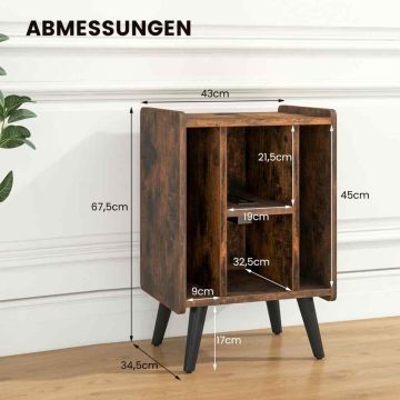 Living room cabinet, 4 open shelves, Brown, 43 × 67.5 × 34.5 cm